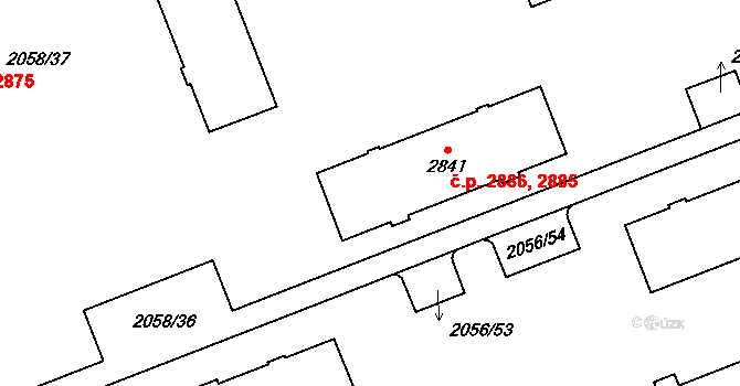 Hodonín 2885,2886 na parcele st. 2841 v KÚ Hodonín, Katastrální mapa