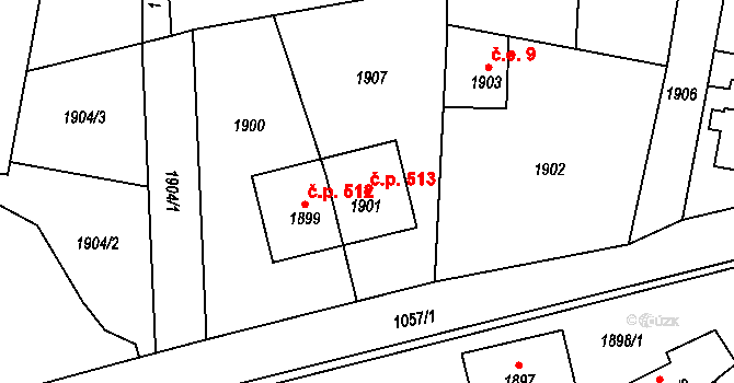 Hodkovice nad Mohelkou 513 na parcele st. 1901 v KÚ Hodkovice nad Mohelkou, Katastrální mapa