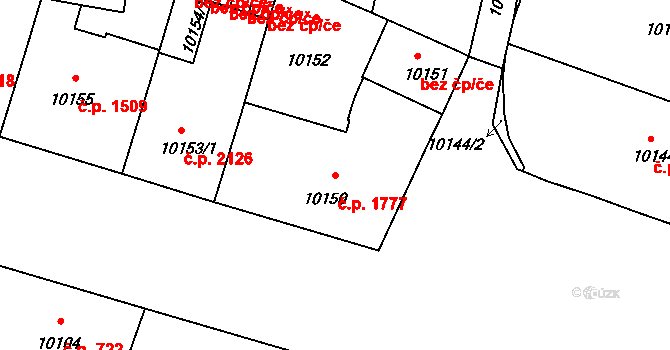 Jižní Předměstí 1777, Plzeň na parcele st. 10150 v KÚ Plzeň, Katastrální mapa
