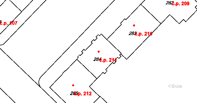 Město 211, Havířov na parcele st. 284 v KÚ Havířov-město, Katastrální mapa