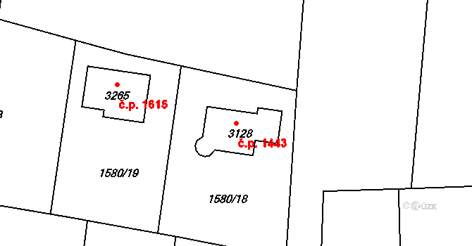 Milevsko 1443 na parcele st. 3128 v KÚ Milevsko, Katastrální mapa