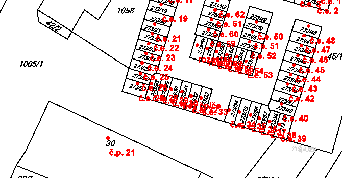 Obrnice 30 na parcele st. 273/30 v KÚ Obrnice, Katastrální mapa