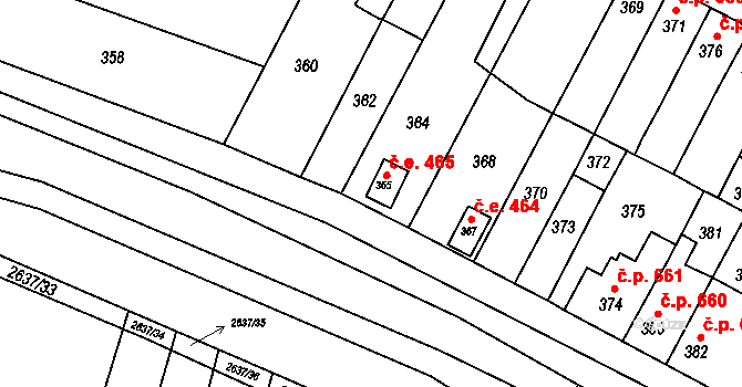 Bučovice 465 na parcele st. 365 v KÚ Bučovice, Katastrální mapa