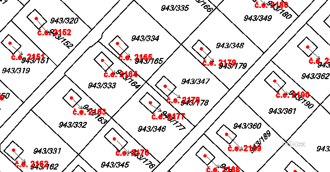 Velká Chuchle 2178, Praha na parcele st. 943/178 v KÚ Velká Chuchle, Katastrální mapa