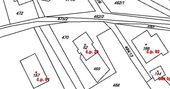 Kuklík 23 na parcele st. 52 v KÚ Kuklík, Katastrální mapa
