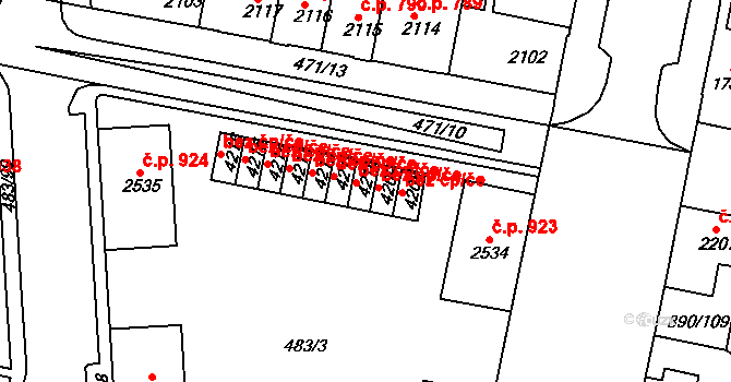 Třebíč 44150890 na parcele st. 4210 v KÚ Třebíč, Katastrální mapa