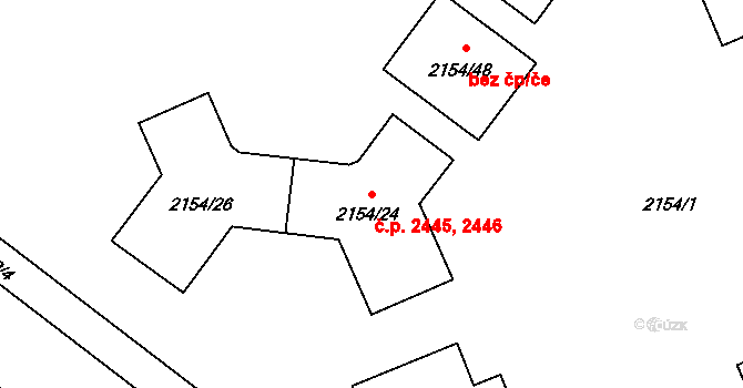 Předměstí 2445,2446, Opava na parcele st. 2154/24 v KÚ Opava-Předměstí, Katastrální mapa