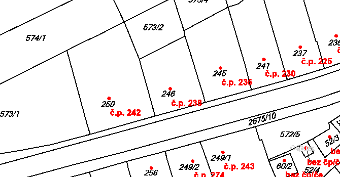 Zlechov 238 na parcele st. 246 v KÚ Zlechov, Katastrální mapa