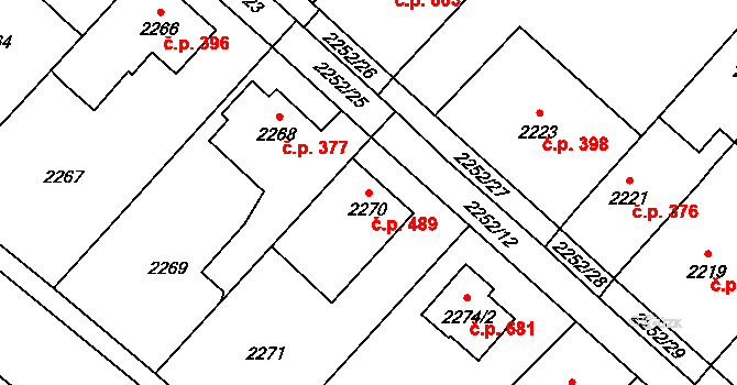 Rapotín 489 na parcele st. 2270 v KÚ Rapotín, Katastrální mapa