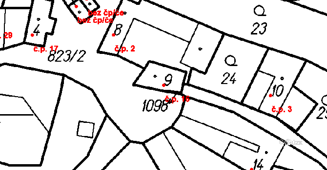 Uhřice 16, Vlachovo Březí na parcele st. 9 v KÚ Uhřice u Vlachova Březí, Katastrální mapa