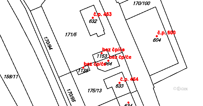 Košťany 89905890 na parcele st. 1153 v KÚ Košťany, Katastrální mapa
