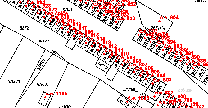 Velké Meziříčí 811 na parcele st. 2870/84 v KÚ Velké Meziříčí, Katastrální mapa