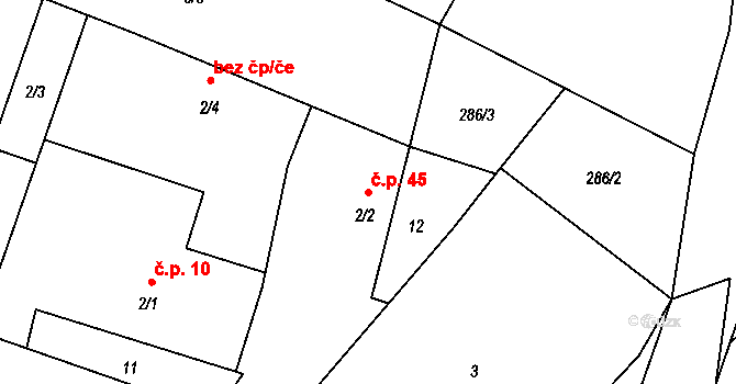 Libkovice 45, Lubenec na parcele st. 2/2 v KÚ Libkovice, Katastrální mapa