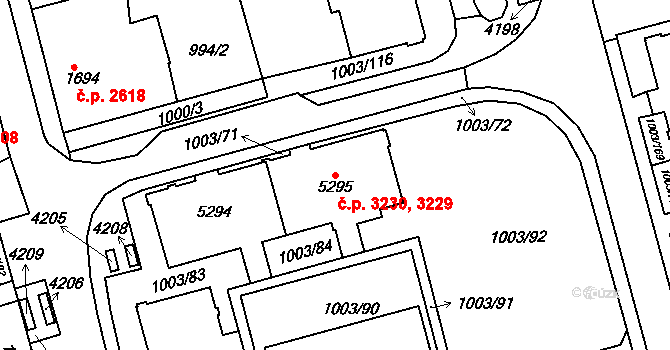 Havlíčkův Brod 3229,3230 na parcele st. 5295 v KÚ Havlíčkův Brod, Katastrální mapa