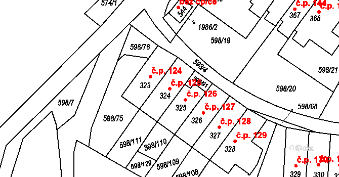 Skuhrov nad Bělou 125 na parcele st. 324 v KÚ Skuhrov nad Bělou, Katastrální mapa