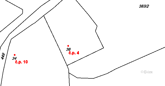 Chlumánky 4, Vlčtejn na parcele st. 36 v KÚ Vlčtejn, Katastrální mapa