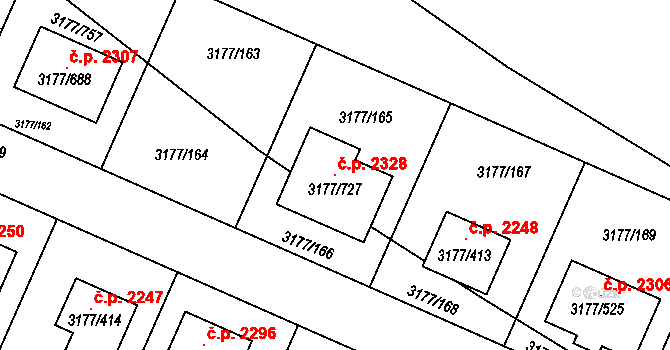 Tachov 2328 na parcele st. 3177/727 v KÚ Tachov, Katastrální mapa