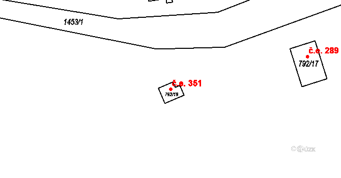 Oslnovice 351 na parcele st. 792/18 v KÚ Oslnovice, Katastrální mapa