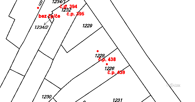Šatov 438 na parcele st. 1228 v KÚ Šatov, Katastrální mapa