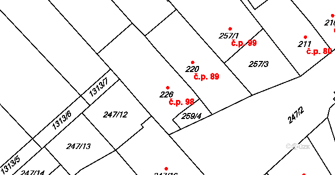 Přerov VIII-Henčlov 98, Přerov na parcele st. 226 v KÚ Henčlov, Katastrální mapa