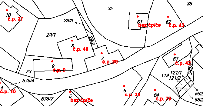 Odolenovice 39, Jenišovice na parcele st. 7 v KÚ Odolenovice u Jenišovic, Katastrální mapa