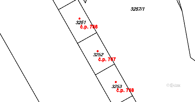 Lyžbice 767, Třinec na parcele st. 3252 v KÚ Lyžbice, Katastrální mapa