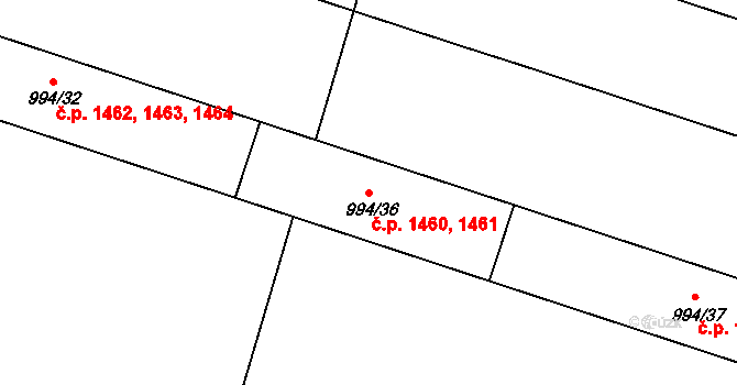 Čelákovice 1460,1461 na parcele st. 994/36 v KÚ Čelákovice, Katastrální mapa
