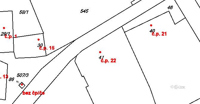 Vonoklasy 22 na parcele st. 41 v KÚ Vonoklasy, Katastrální mapa