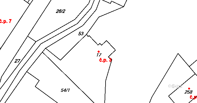 Vysoká Pec 3, Bohutín na parcele st. 17 v KÚ Vysoká Pec u Bohutína, Katastrální mapa