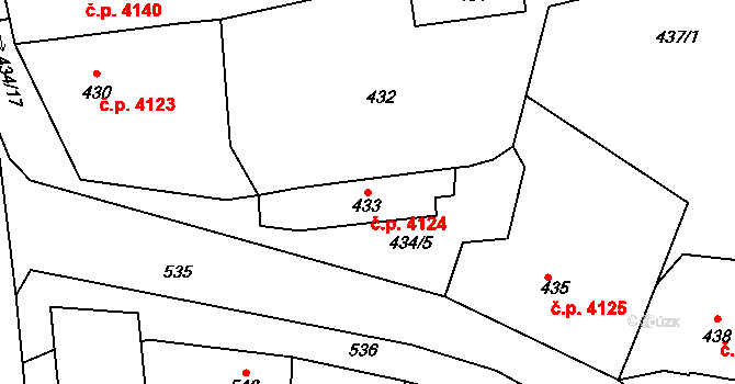 Bohuslavice 4124, Kyjov na parcele st. 433 v KÚ Bohuslavice u Kyjova, Katastrální mapa