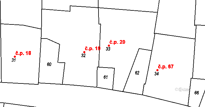 Býkov 20, Býkov-Láryšov na parcele st. 33 v KÚ Býkov, Katastrální mapa
