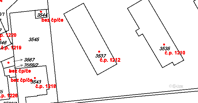 Pod Bezručovým vrchem 1212, Krnov na parcele st. 3537 v KÚ Krnov-Horní Předměstí, Katastrální mapa