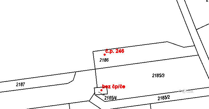 Libušín 246 na parcele st. 2186 v KÚ Libušín, Katastrální mapa