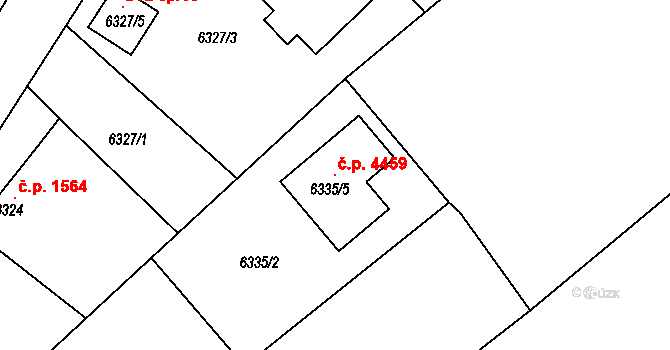 Mělník 4459 na parcele st. 6335/5 v KÚ Mělník, Katastrální mapa