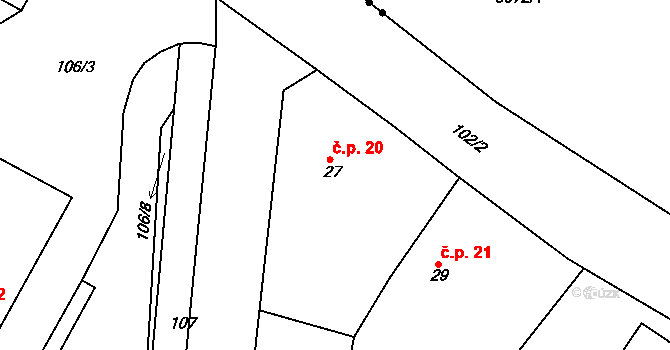 Malý Rapotín 20, Tachov na parcele st. 27 v KÚ Malý Rapotín, Katastrální mapa