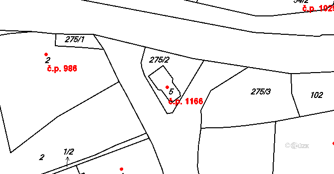 Brníčko 1166, Uničov na parcele st. 5 v KÚ Brníčko, Katastrální mapa