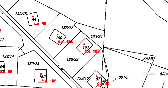 Voltýřov 185, Klučenice na parcele st. 161 v KÚ Voltýřov, Katastrální mapa