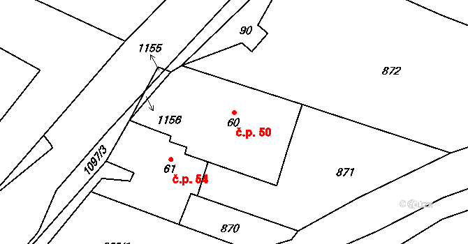 Písty 50, Budyně nad Ohří na parcele st. 60 v KÚ Písty, Katastrální mapa