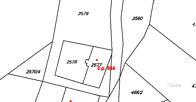 Semily 554 na parcele st. 2577 v KÚ Semily, Katastrální mapa