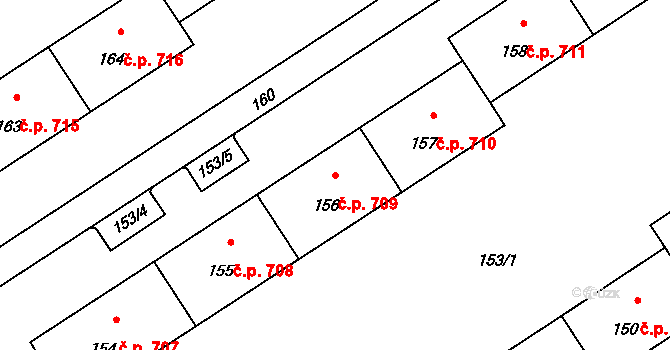 Lutyně 709, Orlová na parcele st. 156 v KÚ Horní Lutyně, Katastrální mapa