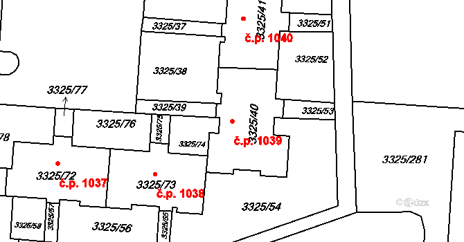 Lutyně 1039, Orlová na parcele st. 3325/40 v KÚ Horní Lutyně, Katastrální mapa