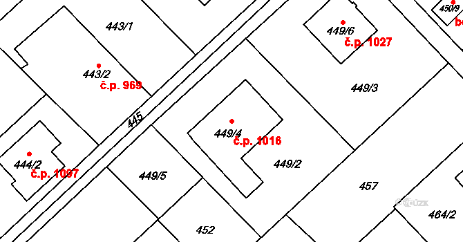 Poruba 1016, Orlová na parcele st. 449/4 v KÚ Poruba u Orlové, Katastrální mapa