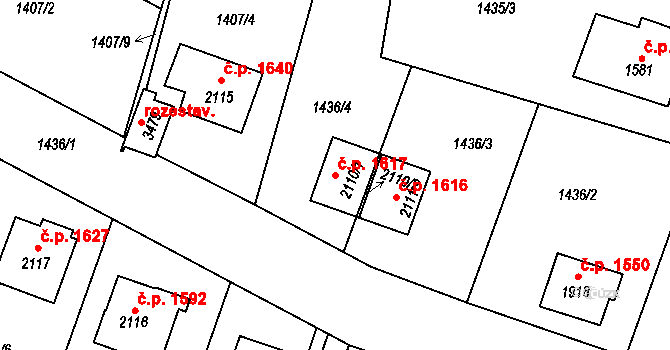 Hořice 1617 na parcele st. 2110/1 v KÚ Hořice v Podkrkonoší, Katastrální mapa