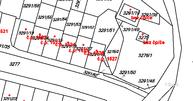 Střekov 1527, Ústí nad Labem na parcele st. 3291/18 v KÚ Střekov, Katastrální mapa
