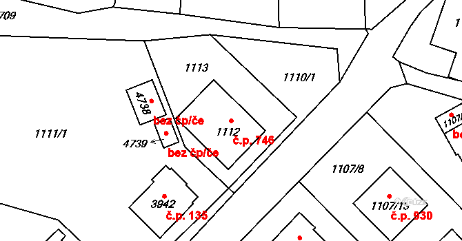 Žamberk 746 na parcele st. 1112 v KÚ Žamberk, Katastrální mapa