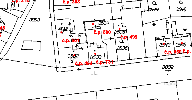 Poděbrady III 731, Poděbrady na parcele st. 3533 v KÚ Poděbrady, Katastrální mapa