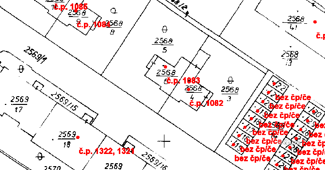 Poděbrady III 1083, Poděbrady na parcele st. 2568/6 v KÚ Poděbrady, Katastrální mapa