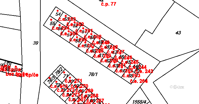 Miřetice u Klášterce nad Ohří 260, Klášterec nad Ohří na parcele st. 61 v KÚ Miřetice u Klášterce nad Ohří, Katastrální mapa