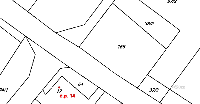 Chroustov 11, Třebenice na parcele st. 14 v KÚ Chroustov u Třebenic, Katastrální mapa