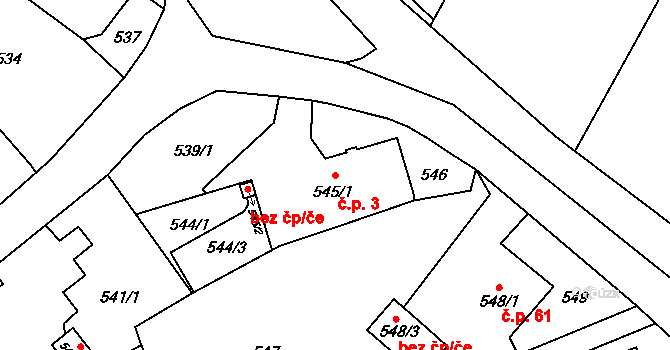 Pudlov 3, Bohumín na parcele st. 545/1 v KÚ Pudlov, Katastrální mapa